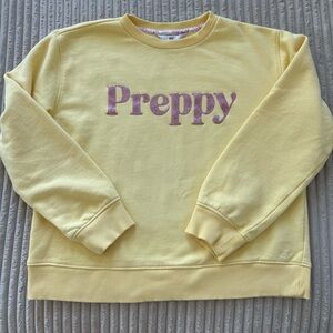 Girls Vineyard Vines Butter Yellow Crew Neck Sweatshirt Pink Preppy